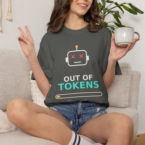 Grappig AI T-shirt, Robot zonder tokens, Cadeau voor programmeur/ingenieur