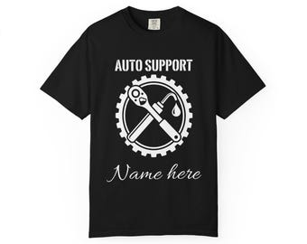 Auto Support mechanic logo T-Shirt | Personalized Name option