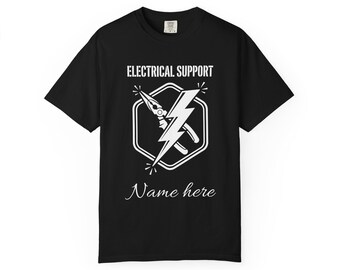 Electrical Support Bolt Logo T-shirt | Custom Name Option