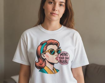 Pop Art Shirt, Retro Comic Woman Tee, Sassy Vintage Sunglasses Graphic T-Shirt