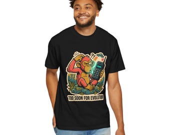 Too Soon for Evolution Monkey Phone Retro Graphic Tee | T-Shirt