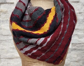 Joker and the Thief Burgundy, Gray, and Yellow Triangle Scarf