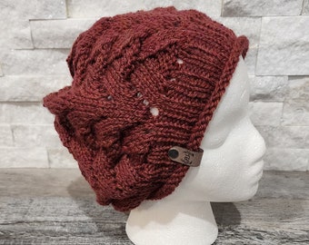 Rustic Red Hand-Knit Slouchy Beret