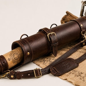 Etui aus Vollnarbenleder für Schriftrollen, mittelalterliche Kartenröhre, LARP-Ausrüstung für Renaissance-Feste