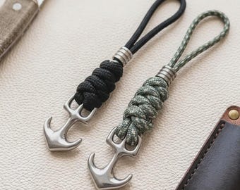 Metalen sleutelkoord in nautische stijl, gevlochten paracord sleutelhanger, marine tas decor charme, outdoor camping EDC-meshanger