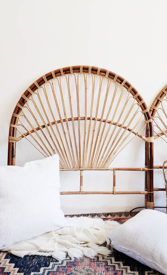 RARE Vintage Rattan Caned Headboard ONE Twin Size / Franco Etsy