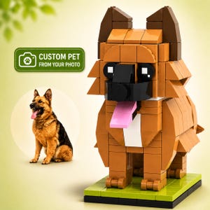 Figura personalizada de mascota hecha con bloques de construcción a partir de una foto / Monumento conmemorativo personalizado para perros con bloques de construcción