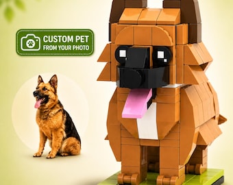 Custom Pet Brick Figure from Photo | Personalized Dog Building Block Memorial