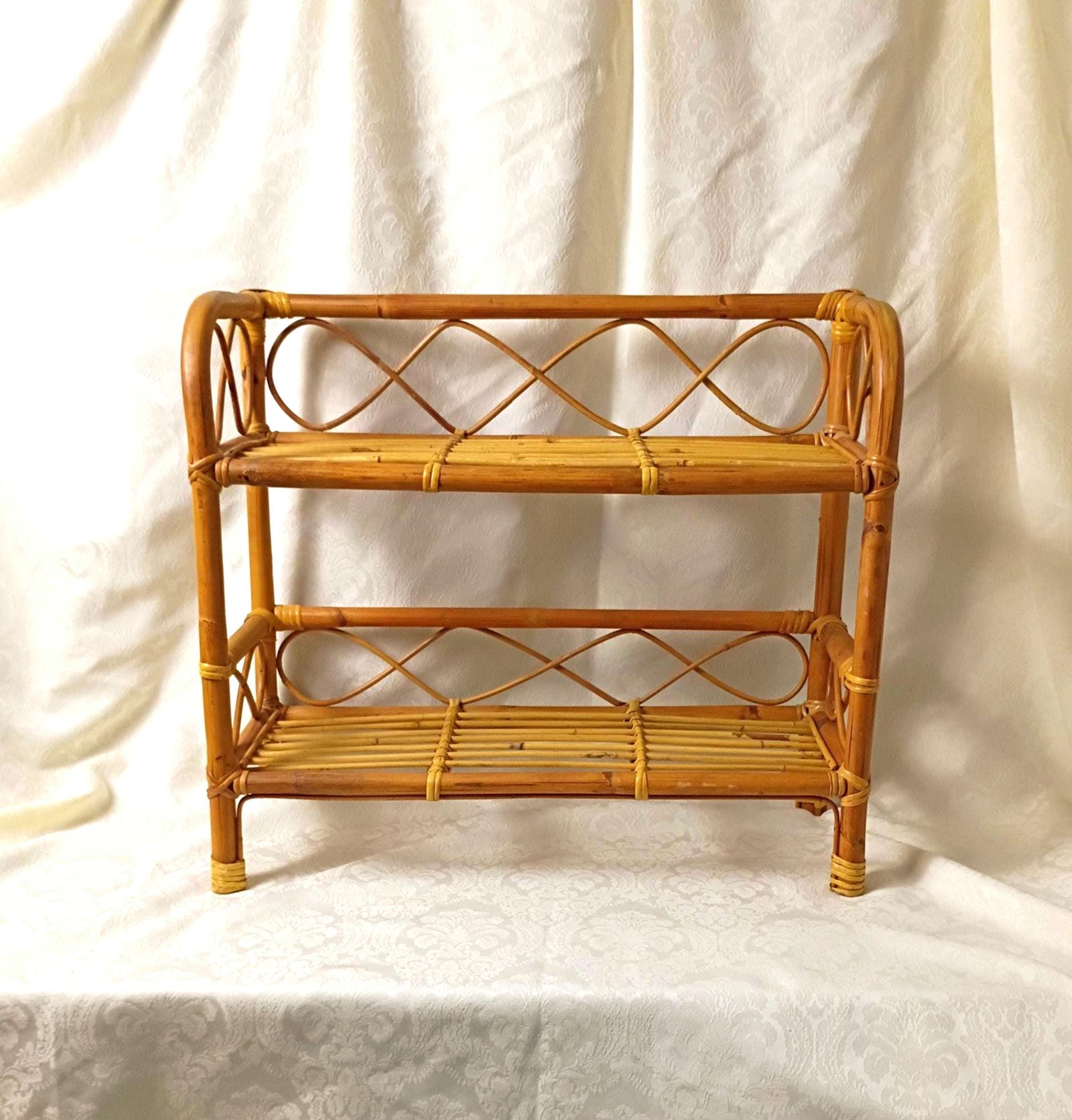 70s Rattan Shelf - Etsy