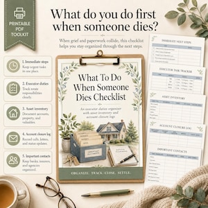 Executor Checklist Printable, Step-by-Step Asset Inventory & Account Closure Log, PDF Download