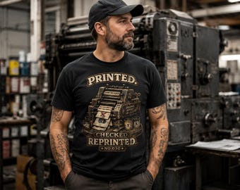 Lustiges Vintage Drucker Unisex T-Shirt - Offset Press Humor | Vintage Spielzeug-Society