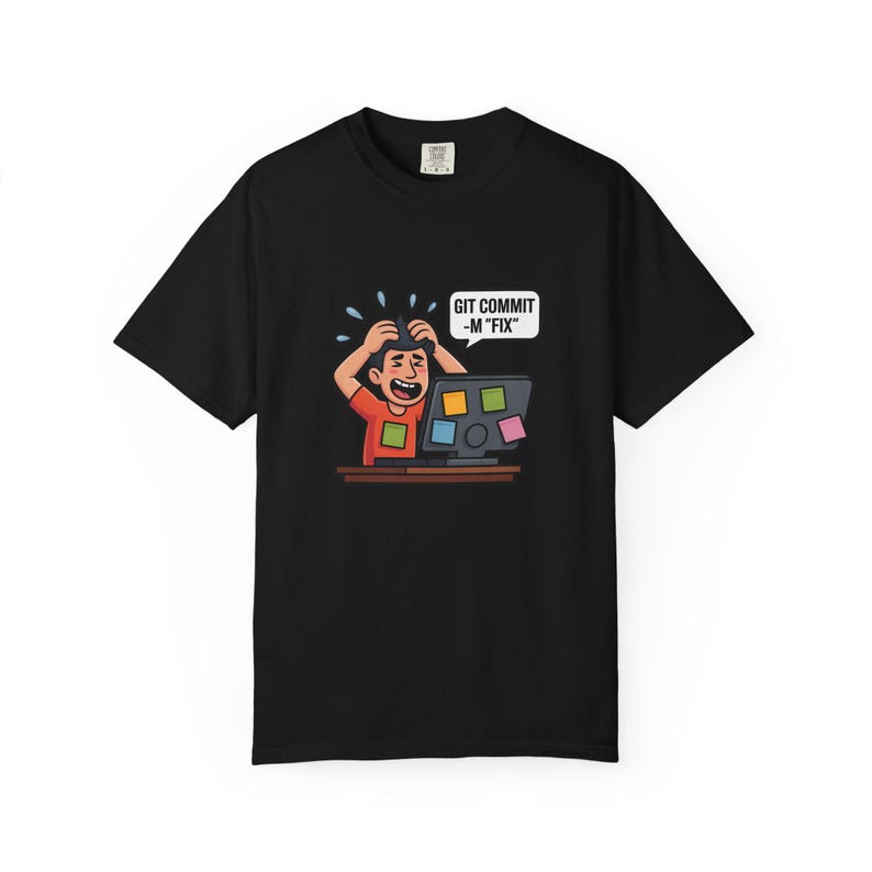 Camiseta Git Commit -m Fix, regalo divertido para programadores, camiseta para codificadores, regalo para desarrolladores de software, camiseta con humor de Git, regalo para ingenieros de software, camiseta para desarrolladores imagen 8