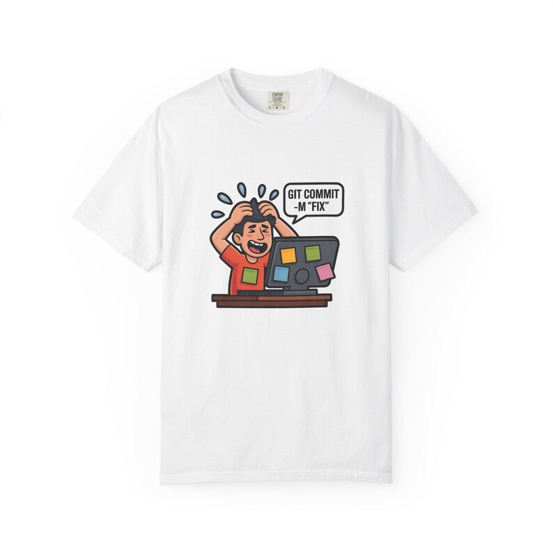 Camiseta Git Commit -m Fix, regalo divertido para programadores, camiseta para codificadores, regalo para desarrolladores de software, camiseta con humor de Git, regalo para ingenieros de software, camiseta para desarrolladores imagen 4
