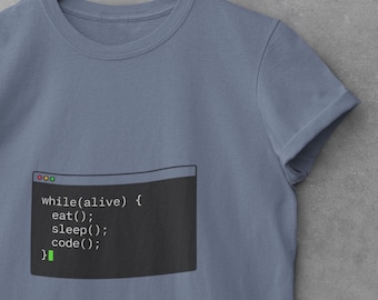 Camiseta "Comer, dormir, programar, repetir", regalo divertido para programadores, camiseta para codificadores, regalo para desarrolladores de software, camiseta de programación, regalo para ingenieros de software, camiseta para desarrolladores