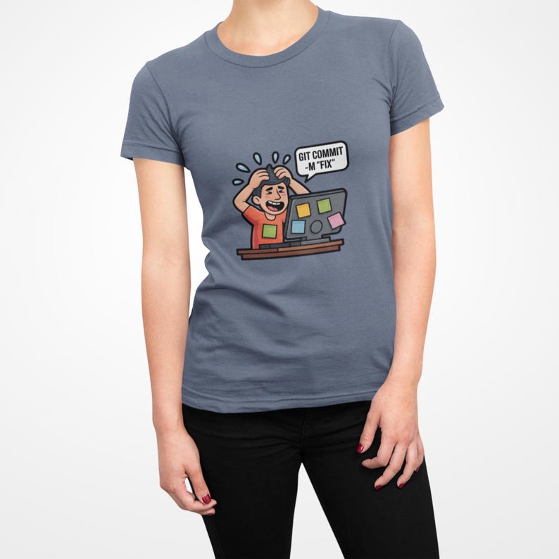 Camiseta Git Commit -m Fix, regalo divertido para programadores, camiseta para codificadores, regalo para desarrolladores de software, camiseta con humor de Git, regalo para ingenieros de software, camiseta para desarrolladores imagen 3