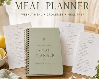 Fillable Meal Planner PDF | Weekly Menu, Grocery List, Food Budget (A4 + US Letter)