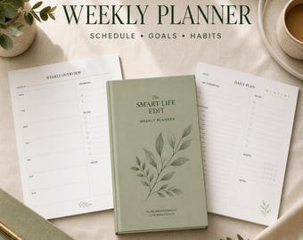 Weekly Planner Printable PDF | Time Blocking Schedule, Productivity Journal, Goals and Habit Tracker