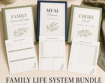 Family Planner Bundle | A4 & US Letter Command Centre, Meal Planner, Chore Chart (PDFs)