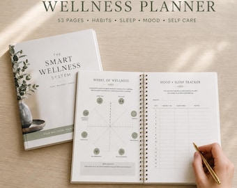 Fillable Wellness Planner | 90-Day Habit, Sleep, Mood Tracker (PDF)