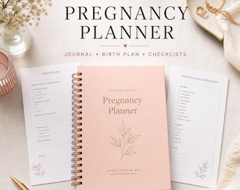 Pregnancy Planner Printable PDF | Pregnancy Journal, Birth Plan, Hospital Bag List and Baby Checklist