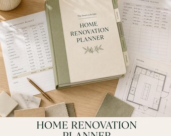 Home Renovation Planner PDF | Project Budget Spreadsheet, Contractor Tracker and Remodel Checklist