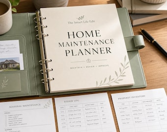 Home Maintenance Planner | Property Inventory, Repair Log (PDF Download)