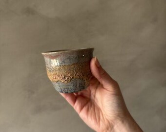 Handmade Stoneware Espresso Cup - Textured Earth Tones, Unique Glaze Finish, Artisan Coffee Lover Gift