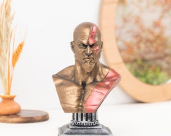 Kratos Statue God of War Figure - Hand Painted Gaming Decor, Gift for Gamers