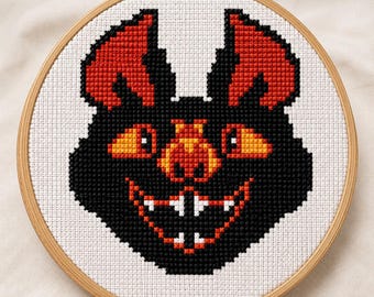 Vintage Halloween Bat Cross Stitch Pattern