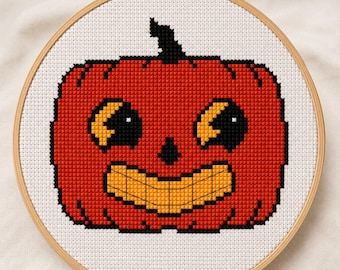 Vintage Halloween Pumpkin Cross Stitch Pattern