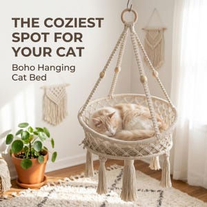 Macrame Hanging Cat Bed Pattern, Boho Hammock Tutorial, DIY Pet Swing (PDF Download)
