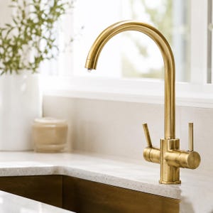Rubinetto da cucina a 3 vie in ottone anticato con rubinetto per acqua potabile