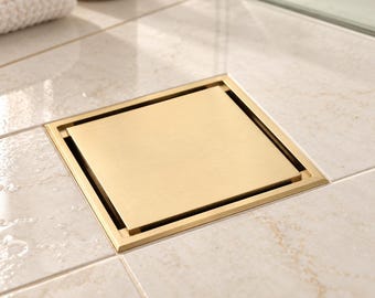 Square Copper Floor Drain, Removable Cover, 103mm Shower Drain