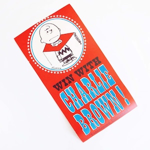 Vintage 60s Charlie Brown Peanuts Poster - 1968 Win With Charlie Brown Small Red Election Art - Teacher Gift