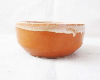 Vintage 60s Orange Ceramic Dripglaze Ceramic Pot - Judy of California Round 1960s  Indoor Shallow Planter Pot Cacti Succulents