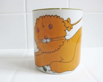 Tasse à café Lion vintage - Animal Antics Sandy Traub Taste Seller Sigma Made in Japan Mug en céramique - Cadeau mignon Kawaii