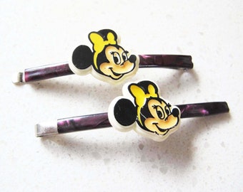 Vintage '80s Minnie Mouse Barrette Lot - 1980s Disney Child Kawaii Hair Clips