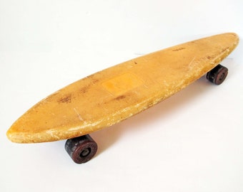 1970s Grentech Skateboard - Yellow 70s Cruiser Board - Vintage Skate Surf Culture Decor - Dogtown Z Boys