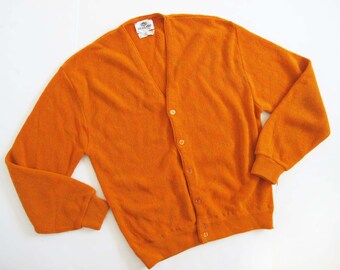orange cardigan sweater