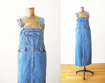long denim overall dress