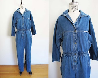 Vintage 80s Denim Jumpsuit: Blue Jean Coveralls, S/M - Etsy