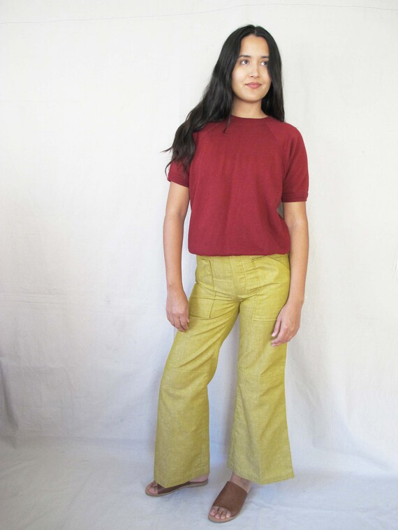 60s Yellow Bell Bottoms 29 Waist - Vintage 1960s … - image 3