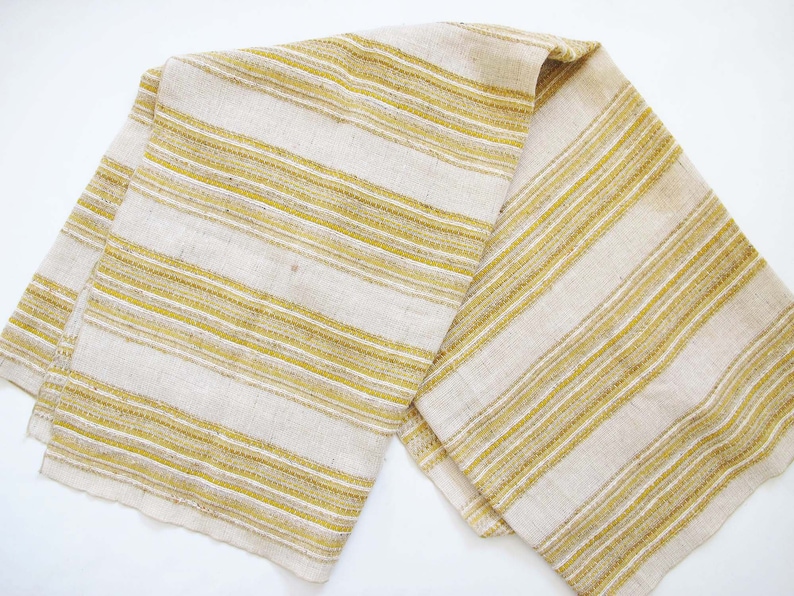 Vintage 70s Mustard Yellow Sand Stripe Woven Large Throw Blanket 1970s Desert Southwestern Earthy Bohemian Blanket image 6