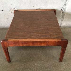 Danish Walnut and Wood Laminate Side Table Mid Century 1960s Small Square Coffee Table Local Long Beach LA Pick Up image 5
