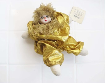 Vintage 1988 Poter Musical Clown Doll, Animated Wind up Toy, Pink