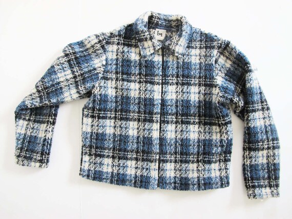 Vintage 90s Fleece Jacket S - 90s Deep Pile Blue P