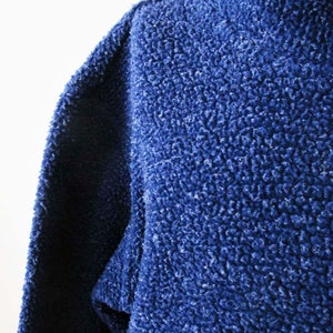 Vintage 90s Navy Blue Fleece Jacket S M Tall Mock Neck Pullover Deep Pile Fleece Hoodie Sweater image 2