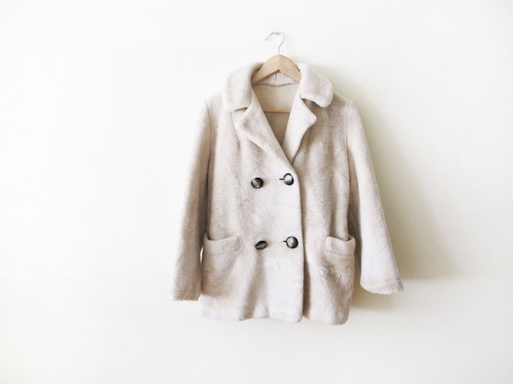 Vintage Teddy Bear Faux Fur Jacket - Cream Beige F