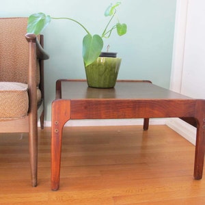 Danish Walnut and Wood Laminate Side Table Mid Century 1960s Small Square Coffee Table Local Long Beach LA Pick Up image 4