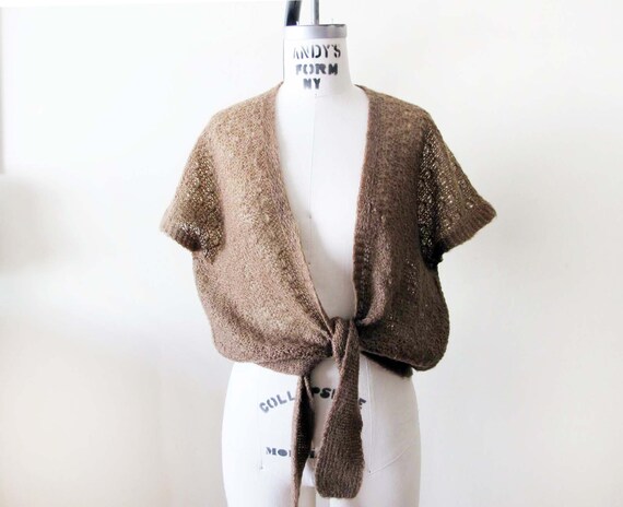 Vintage Ballet Warm Up Fuzzy Open Knit Wrap Blous… - image 2